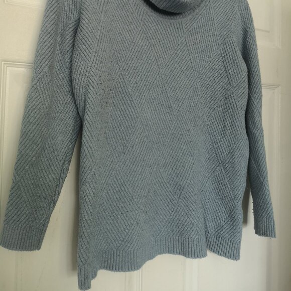 Women Blue Calvin Klein Cotton Turtleneck Knit Sweater L - Picture 5 of 10